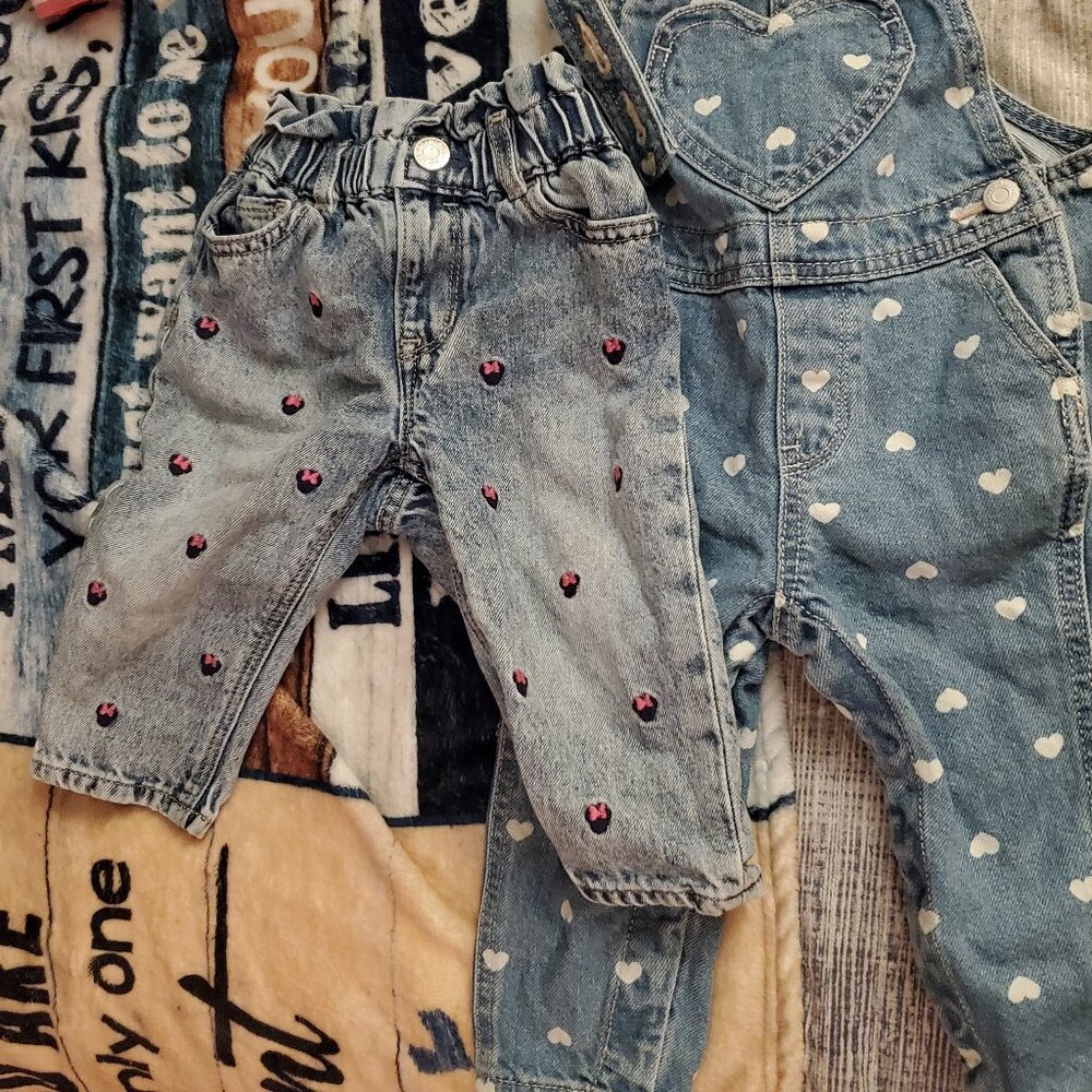 Jean Overall's for Baby and Baby Gap Disney "Just like Mom" Jeans - Never Worn